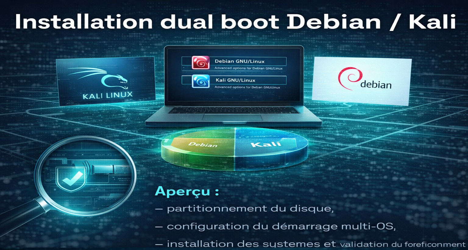 Illustration projet dual boot Debian et Kali